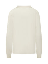 FABIANA FILIPPI - Long sleeve sweater featuring a round neckline with two extended scarf panels, relaxed silhouette, ribbed cuffs and a slightly asymmetric hem. - White - LIDIASHOPPING® - Official Website