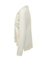 FABIANA FILIPPI - Long sleeve sweater featuring a round neckline with two extended scarf panels, relaxed silhouette, ribbed cuffs and a slightly asymmetric hem. - White - LIDIASHOPPING® - Official Website