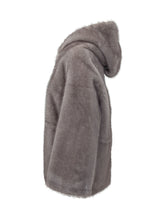 BULLY - Short jacket with a relaxed silhouette, voluminous hood, soft plush surface, long sleeves and overlapping front opening. - Grey - LIDIASHOPPING® - Official Website