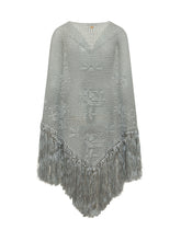 CHIARA IS - Openwork Cape with Fringe - Grey - LIDIASHOPPING® - Official Website