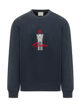 DROLE DE MONSIEUR - Crewneck Sweatshirt with Column Graphic - Blue - LIDIASHOPPING® - Official Website