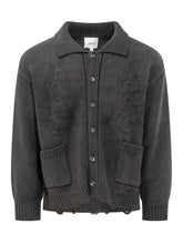 FOUND - Cardigan Chainstitch con Colletto - Nero - LIDIASHOPPING® - Official Website