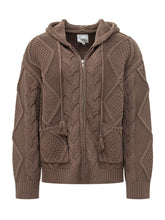 FOUND - Cardigan con Cappuccio e Motivo a Trecce - Marrone - LIDIASHOPPING® - Official Website