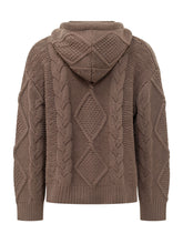 FOUND - Cardigan con Cappuccio e Motivo a Trecce - Marrone - LIDIASHOPPING® - Official Website