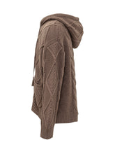 FOUND - Cardigan con Cappuccio e Motivo a Trecce - Marrone - LIDIASHOPPING® - Official Website