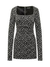 DOLCE & GABBANA - Abito con Scollo Quadrato e Stampa Floreale - Nero - LIDIASHOPPING® - Official Website