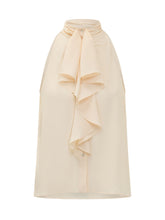 ALBERTA FERRETTI - Top con Collo Drappeggiato e Volant - Rosa - LIDIASHOPPING® - Official Website