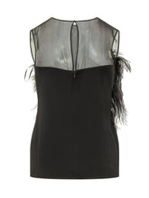ALBERTA FERRETTI - Enver Top with Feathered Appliques - Black - LIDIASHOPPING® - Official Website