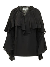 BA&SH - Betty Blouse with Ruffles - Black - LIDIASHOPPING® - Official Website