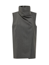 SPORTMAX - Top Albata Gessato con Collo Alto - Grigio - LIDIASHOPPING® - Official Website