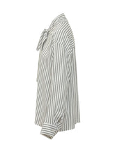 MSGM - Camicia a Righe con Collo a Fiocco - Bianco - LIDIASHOPPING® - Official Website