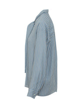 MSGM - Camicia a Righe con Collo a Fiocco - Blu - LIDIASHOPPING® - Official Website