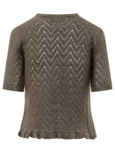 MSGM - Maglia Traforata con Fondo a Volant - Marrone - LIDIASHOPPING® - Official Website
