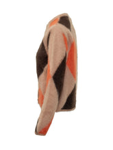 MSGM - Long sleeve cardigan featuring an argyle pattern, ribbed crew neckline, front button fastening and a soft textured surface. - Brown - LIDIASHOPPING® - Official Website