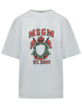 MSGM - T-shirt Girocollo con Stampa Grafica - Bianco - LIDIASHOPPING® - Official Website
