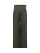 MSGM - Pantaloni a Gamba Ampia con Cuciture Frontali - Verde - LIDIASHOPPING® - Official Website