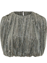 SELF-PORTRAIT - Top Drappeggiato con Applicazioni Luminose - Argento - LIDIASHOPPING® - Official Website