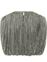 SELF-PORTRAIT - Top Drappeggiato con Applicazioni Luminose - Argento - LIDIASHOPPING® - Official Website