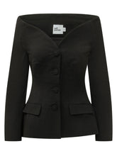 SELF-PORTRAIT - Giacca Sagomata con Scollo a V - Nero - LIDIASHOPPING® - Official Website