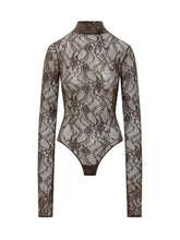 THE ANDAMANE - Body Ziggy in Pizzo con Scollo Profondo - Viola - LIDIASHOPPING® - Official Website