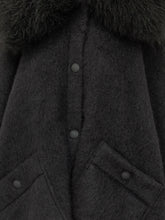 MONCLER GRENOBLE - Mantella con Collo Voluminoso e Frange - Nero - LIDIASHOPPING® - Official Website