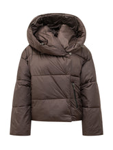 MICHAEL MICHAEL KORS - Asymmetric Shiny Cropped Puffer Jacket - Brown - LIDIASHOPPING® - Official Website
