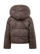 MICHAEL MICHAEL KORS - Asymmetric Shiny Cropped Puffer Jacket - Brown - LIDIASHOPPING® - Official Website