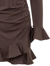 MICHAEL MICHAEL KORS - Abito Drappeggiato con Volant - Marrone - LIDIASHOPPING® - Official Website