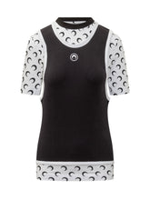 MARINE SERRE - T-Shirt con Stampa Moon All Over - Nero - LIDIASHOPPING® - Official Website