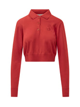 MARINE SERRE - Cropped Merino Wool Polo Sweater - Red - LIDIASHOPPING® - Official Website