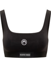 MARINE SERRE - Top Sportivo con Stampa Moon - Nero - LIDIASHOPPING® - Official Website