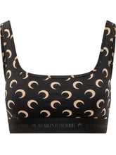 MARINE SERRE - Top Sportivo con Logo Moon - Nero - LIDIASHOPPING® - Official Website