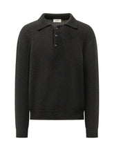 A PAPER KID - Knitted Polo Sweater with Three Buttons - Black - LIDIASHOPPING® - Official Website