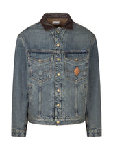 AMISH - Giacca El Paso in Denim con Collo a Contrasto - Blu - LIDIASHOPPING® - Official Website