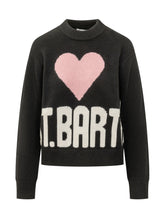 MC2 SAINT BARTH - Kyla Sweater with Heart and Lettering - Black - LIDIASHOPPING® - Official Website