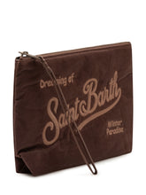MC2 SAINT BARTH - Pochette Aline con Ricamo e Chiusura Zip - Marrone - LIDIASHOPPING® - Official Website