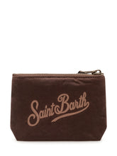 MC2 SAINT BARTH - Pochette Aline con Ricamo e Chiusura Zip - Marrone - LIDIASHOPPING® - Official Website