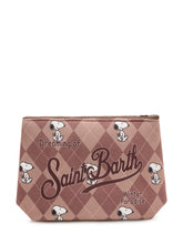 MC2 SAINT BARTH - Pochette Aline con Motivo a Rombi e Stampa Snoopy - Marrone - LIDIASHOPPING® - Official Website