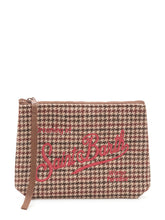 MC2 SAINT BARTH - Aline Houndstooth Pouch with Embroidery - Brown - LIDIASHOPPING® - Official Website