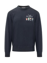 MC2 SAINT BARTH - Heron Sweater with Cocktail Embroidery - Blue - LIDIASHOPPING® - Official Website