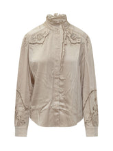 ISABEL MARANT - Camicia con Collo Alto e Ricami Floreali - Oro - LIDIASHOPPING® - Official Website