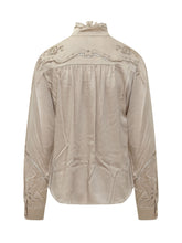 ISABEL MARANT - Camicia con Collo Alto e Ricami Floreali - Oro - LIDIASHOPPING® - Official Website