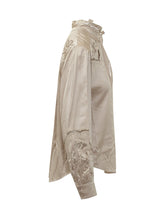 ISABEL MARANT - Camicia con Collo Alto e Ricami Floreali - Oro - LIDIASHOPPING® - Official Website