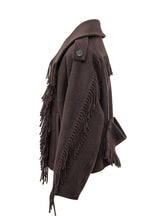 IRO - Daring cropped jacket featuring a wide fringed collar and six button double breasted fastening. Detailed with patch pockets, shoulder tabs, long sleeves and fringes along the front edges and cuffs. - Purple - LIDIASHOPPING® - Official Website