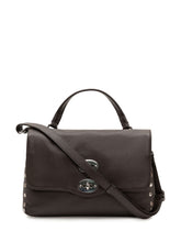 ZANELLATO - Borsa Postina Daily con Patta e Borchie Laterali - Marrone - LIDIASHOPPING® - Official Website