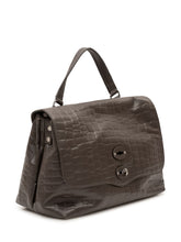 ZANELLATO - Borsa Postina Foulard con Effetto Coccodrillo - Marrone - LIDIASHOPPING® - Official Website