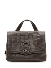 ZANELLATO - Borsa Postina Foulard con Effetto Coccodrillo - Marrone - LIDIASHOPPING® - Official Website