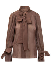 ACTUALEE - Camicia con Fiocco - Marrone - LIDIASHOPPING® - Official Website