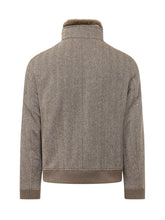 ESTERNO - Giubbino a Spina di Pesce con Collo in Pelliccia - Marrone - LIDIASHOPPING® - Official Website