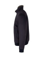 ESTERNO - Bomber con Collo Alto in Pelliccia - Blu - LIDIASHOPPING® - Official Website